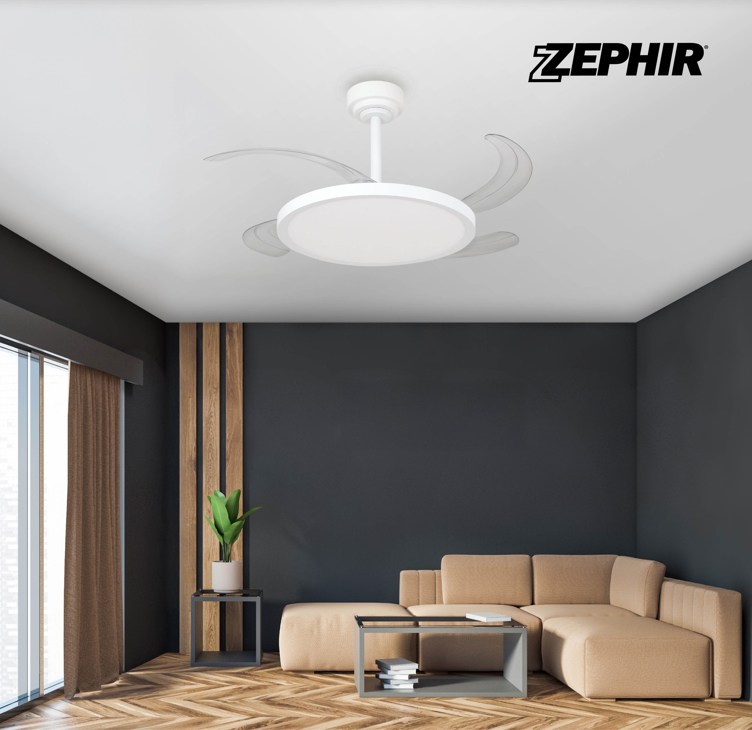 ZVP4 -- VENTILATORE PLAFONIERA LED CON PALE A SCOMPARSA - immagine 2